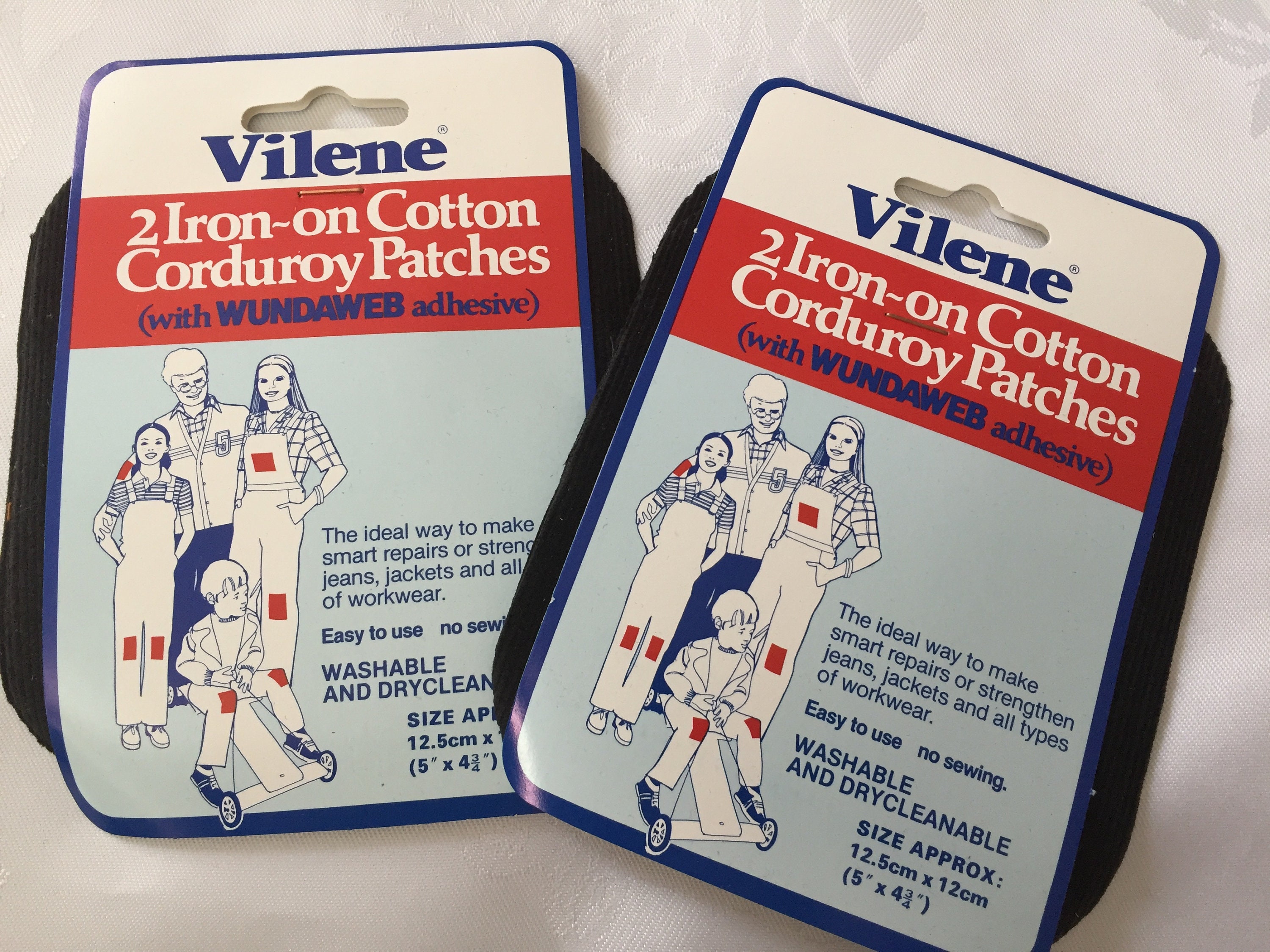 2 Vintage Packets of Iron on Corduroy Patches in Black Approx Etsy