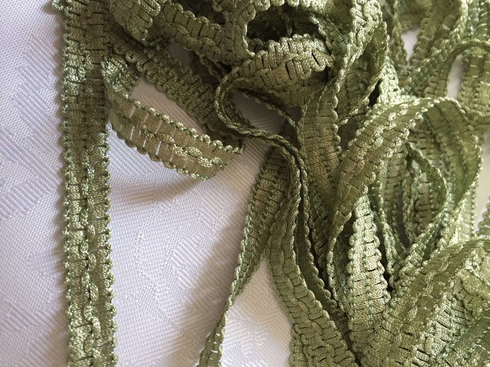 5 metres of fine 12 mm wide silky sage green braid | Etsy