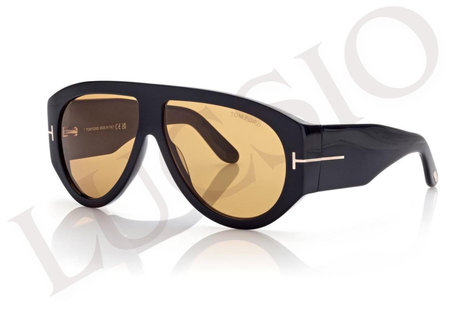 TF 5958001 Luxury Oversized Black Acetate Sunglasses With Gold Accents ...