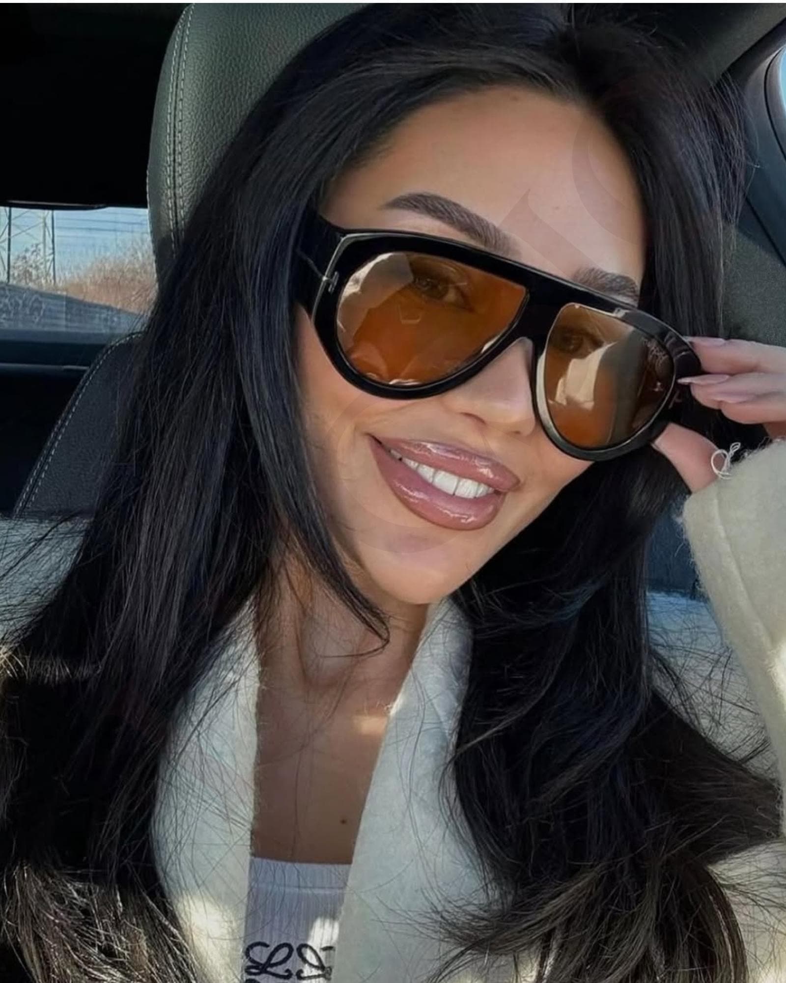 TF 5958001 Luxury Oversized Black Acetate Sunglasses With Gold Accents ...