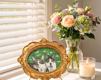 Retrato de mascota pintado a mano personalizado, mini marco conmemorativo para perros y gatos, recuerdo para quienes han perdido a una mascota, regalo para amantes de los perros, amantes de las mascotas, arte artesanal para mascotas.