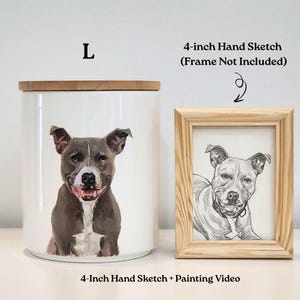 L size pet urn and 4-inch hand sketch