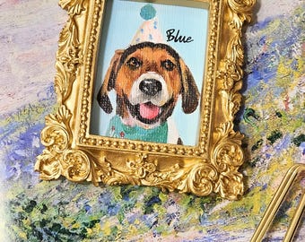 Retrato de perro o gato personalizado, pintado a mano: recuerdo conmemorativo único para mascotas, arte para mascotas a partir de una foto.