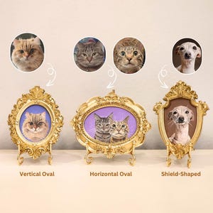 Hand-Painted Pet Portrait: Custom Acrylic Painting in Vintage Frame