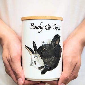 Hand-painted ceramic pet memorial urn, custom realistic portrait