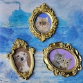 Mini Pet Portrait,  Acrylic Hand Painted, Pet memorial, Custom Dog Portrait From Photo,  Cat Portrait in Vintage Frame, Pet Gift, Pet Loss
