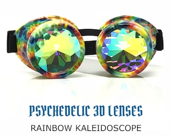 Kaleidoscope Steampunk Goggles Steam Punk Burning man goggles costume Rave eye wear goggles glasses - Pastel goth