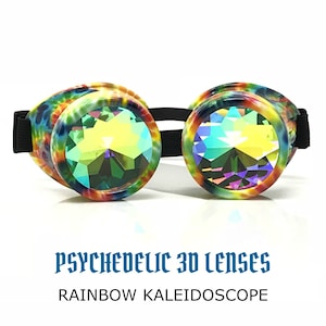 Kaleidoscope Steampunk Goggles Steam Punk Burning man goggles costume Rave eye wear goggles glasses - Pastel goth