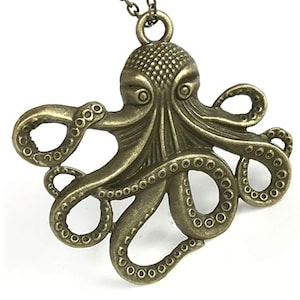 Steampunk jewelry Victorian vintage Octopus necklace nautical pirate pendant charm costume accessories