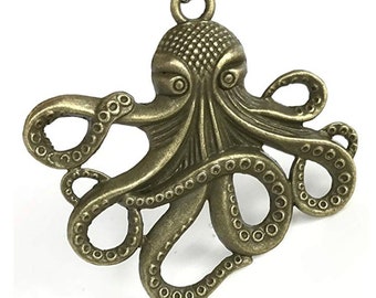 Steampunk jewelry Victorian vintage Octopus necklace nautical pirate pendant charm costume accessories