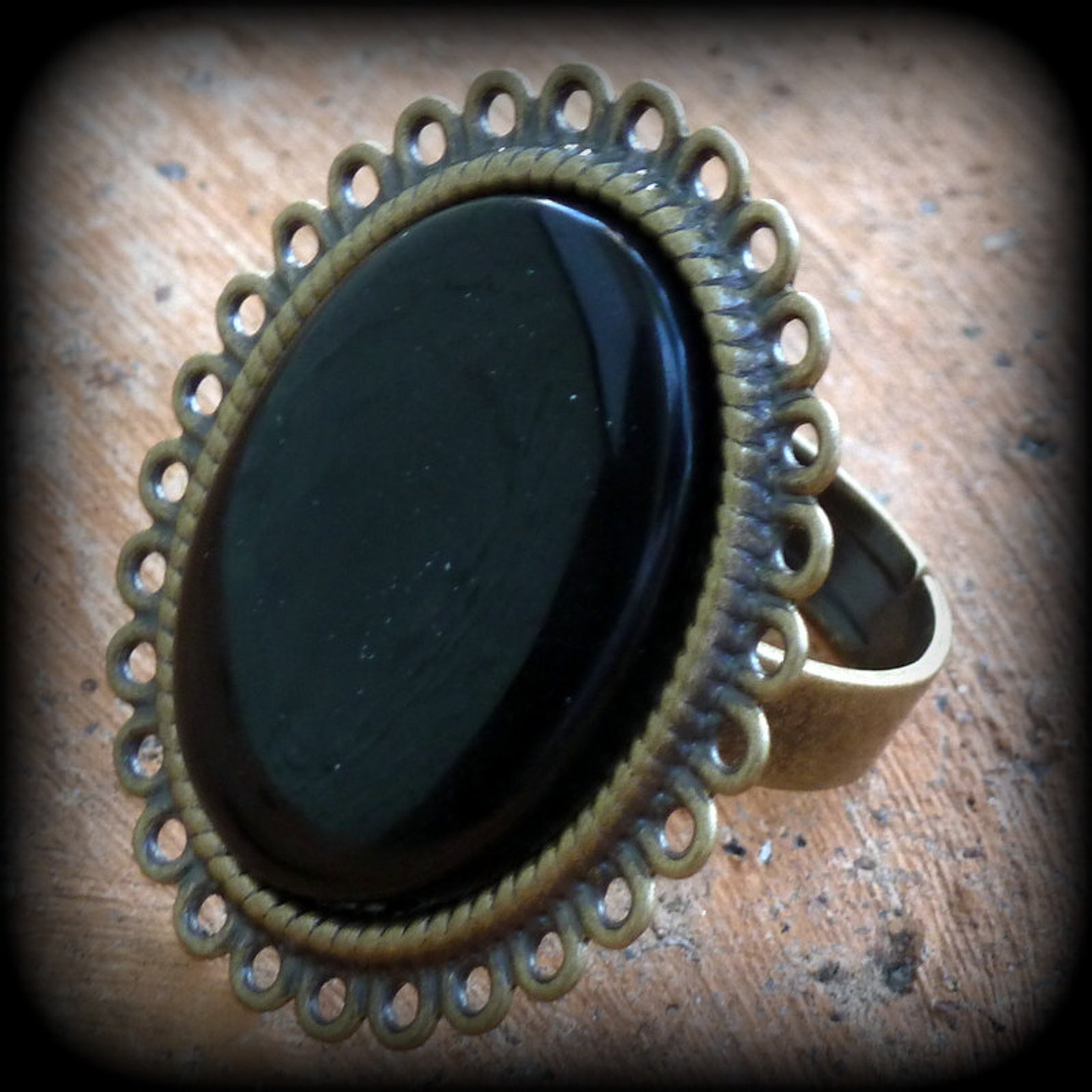 Dark Shadows BARNABAS COLLINS Ring black onyx ADJUSTABLE Etsy