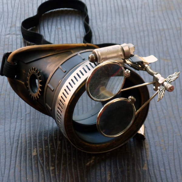 Steampunk goggles monocle eyepatch costume biker glasses clear lens cyber gothic