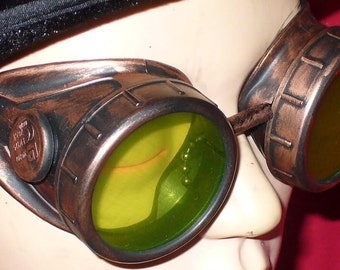Steampunk Goggles Glasses AVIATOR Copper cyber gothic lenses-----Time Travel Crazy Scientist's Oculo-Vision Tool