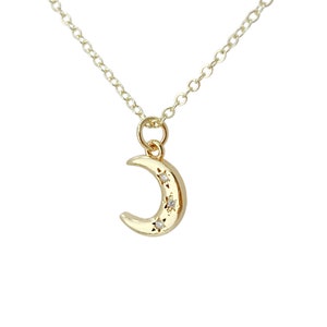 Crescent moon necklace, horn necklace, gold dainty minimalist necklace, bonus mom gift