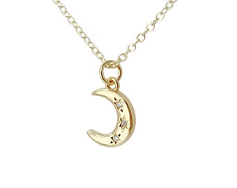 Crescent moon necklace, horn necklace, gold dainty minimalist necklace, bonus mom gift