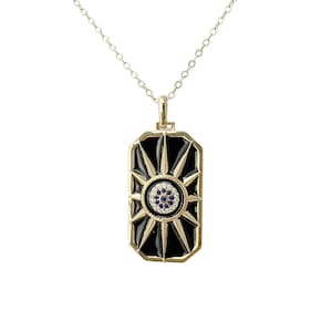 Gold tarot card necklace, gold sun medallion necklace, spiritual jewelry