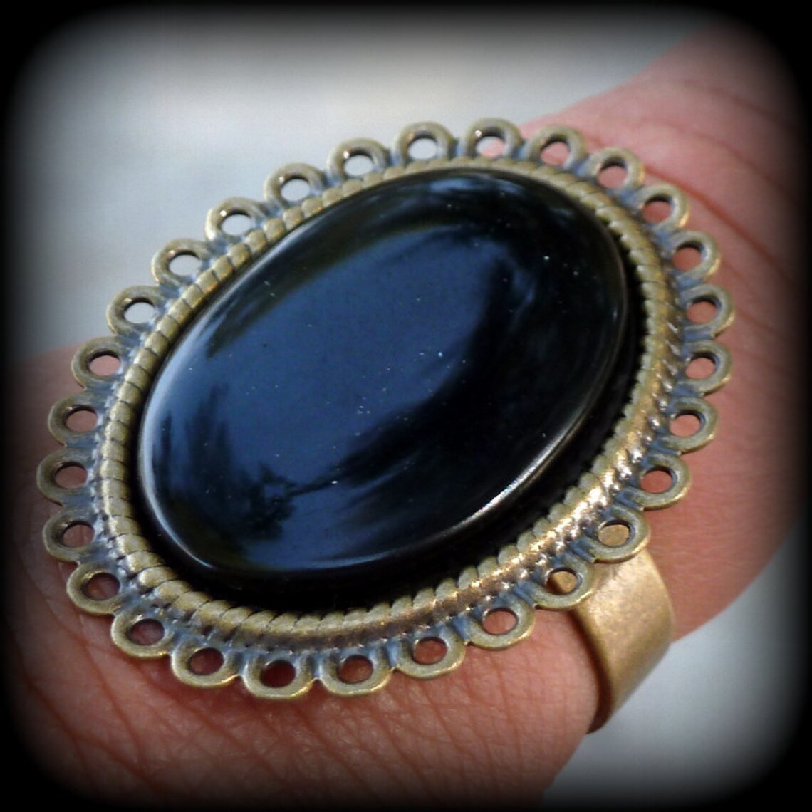 Dark Shadows BARNABAS COLLINS Ring black onyx ADJUSTABLE Etsy