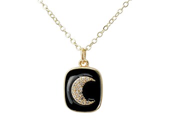 Gold medallion necklace, dainty moon necklace, everyday layering boho necklace, bonus mom gift