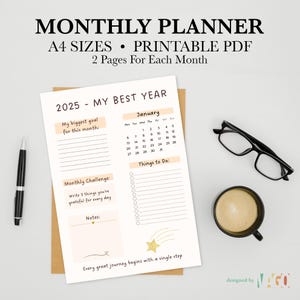 2025 Monthly Planner: Printable A4 Calendar (Digital Download)