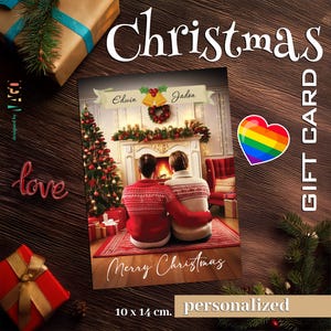 Carte-cadeau de Noël personnalisée, Carte-cadeau, Carte de joyeux Noël, Carte postale, LGBT, Gay