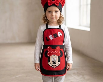 Personalized Minnie Mouse Chef Set – Custom Name Toddler Apron and Hat