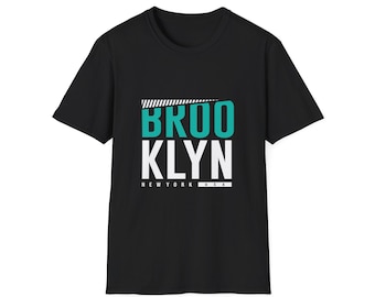Brooklyn Urban Typography: Modern Graphic Design, New York City Art, Bold Teal and White Text, Contemporary Logo Concept , Everyday Wear