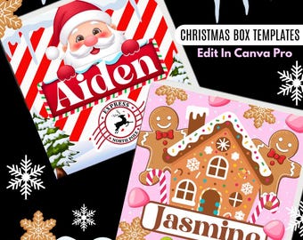 Plantilla Canva para caja navideña (descarga digital)