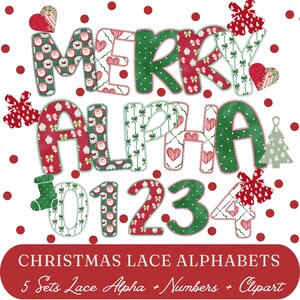 Bundle alphabet dentelle de Noël PNG - Noël Doodle lettres graphiques - vacances polices Alpha Art Set - lettres téléchargement - licence commerciale