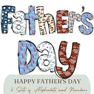 Letras PNG del Día del Padre - Paquete de letras prediseñadas del alfabeto de papá - Fuente PNG de papá linda - Alfabeto - Diseño de conjunto alfa de sublimación
