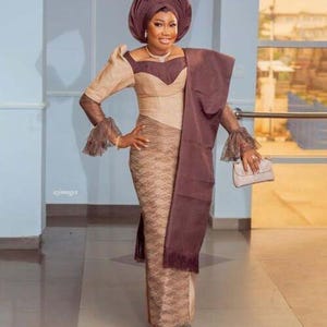 Aso oke traditional clothing, Aso oke design,Aso oke fabric, Aso oke styles, Wedding guest dress, African clothing, women fashion wears