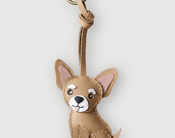 Handmade Leather Chihuahua Bag Charms and Keychains: Purse Charm