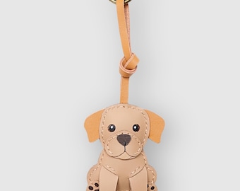 Personalized Leather Labrador Retriever Bag Charms and Keychains - Handmade Dog Breed Purse Charm