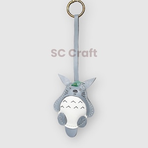 Totoro Leather Keychain: Handmade Anime Bag Charm, Studio Ghibli Gift