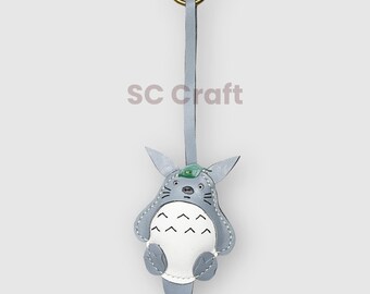 Totoro Leather Bag Charms and Keychains: Handmade Anime Purse Charm, Studio Ghibli Gift