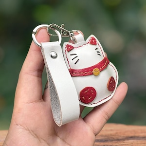 Kitty Cat Leather Bag Charm, Leather Key Chain, Handmade Bag Charm, Keychain Gift, Handbag Charm, Unique Gift, Puppy, Pet