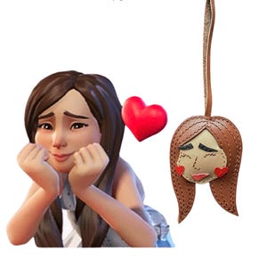 Personalized Emoji Keychain | Custom Face Leather Bag Charm –  Based on iPhone or Facebook Sticker | Leather Keychain | Gift For Her or Him