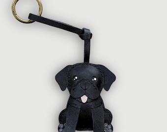 Handgemaakte volnerf lederen labrador-sleutelhanger, hondenliefhebber cadeau