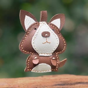 Shiba Inu Leather Bag Charm, Leather Key Chain, Handmade Bag Charm, Keychain Gift, Handbag Charm, Unique Gift, Puppy, Pet