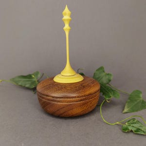 Handmade Iroko Wood Box with Wild Olive Wood lid, Unique Rustic Minimalist Home Decor, Hand-Turned  Wood Box,Jewelry Dish or Candle Holder