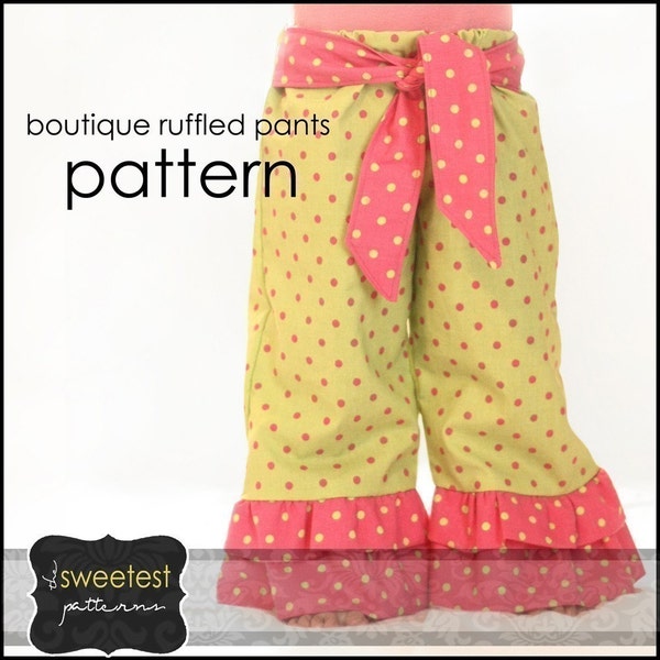 Ruffle Pants Pattern /Tutorial - PDF Printable download - Sizes 6 months - 4T