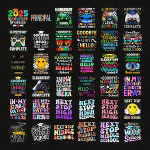 Pacchetto PNG per la scuola di laurea, Addio scuola elementare, Ciao scuola media e superiore, Sublimazione, Livello completo PNG, download digitale PNG