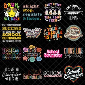 Coquette School Counselor Png Bundle, Counselor Sublimation Design, Counselor Back to School Shirt png, Girly Teacher Counselor PNG