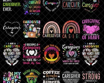 Caregiver PNG Bundle, Caregiving Sublimation Design, Rainbow Heart Nurse Life png, Coffee Scrubs Rubber Gloves PNG Digital File