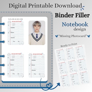 Missing Photocard Filler | Notebook Design | Digital Printable Binder Fillers | Photocard Binder Placeholder | Digital Download