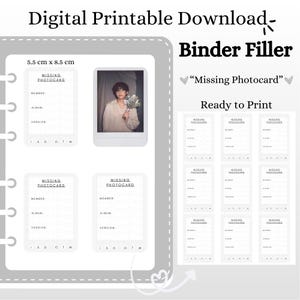 Fotokaartvuller ontbreekt | Wit ontwerp | Digitale afdrukbare bindmiddelen | Tijdelijke aanduiding voor fotokaartmap | Digitale download