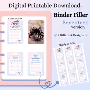 Seventeen Binder Filler | SVT | Digital Printable Binder Fillers | Photocard Binder Placeholder | Digital Download