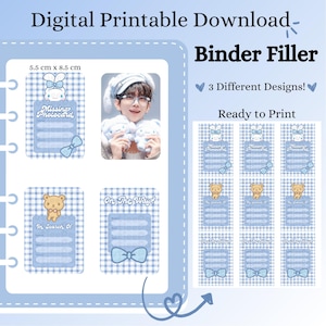 Cute Blue Binder Filler | Digital Printable Binder Fillers | Photocard Binder Placeholder | Digital Download