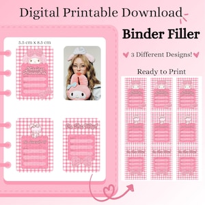 Cute Pink Binder Filler | Digital Printable Binder Fillers | Photocard Binder Placeholder | Digital Download