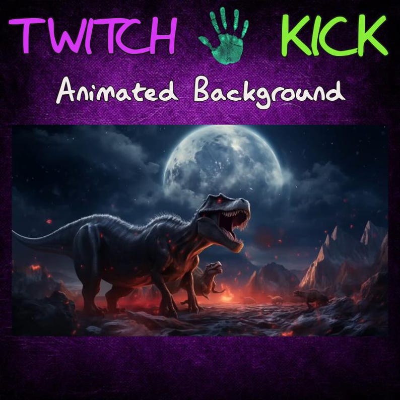 Dinosaur Twitch / Kick Streaming Background, Animated, Overlay, Emote ...