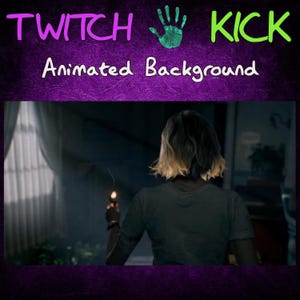 May include: Purple background with the words "TWITCH KICK" in green and purple, and "Animated Background" in white. A person is holding a lit object in a dark room.